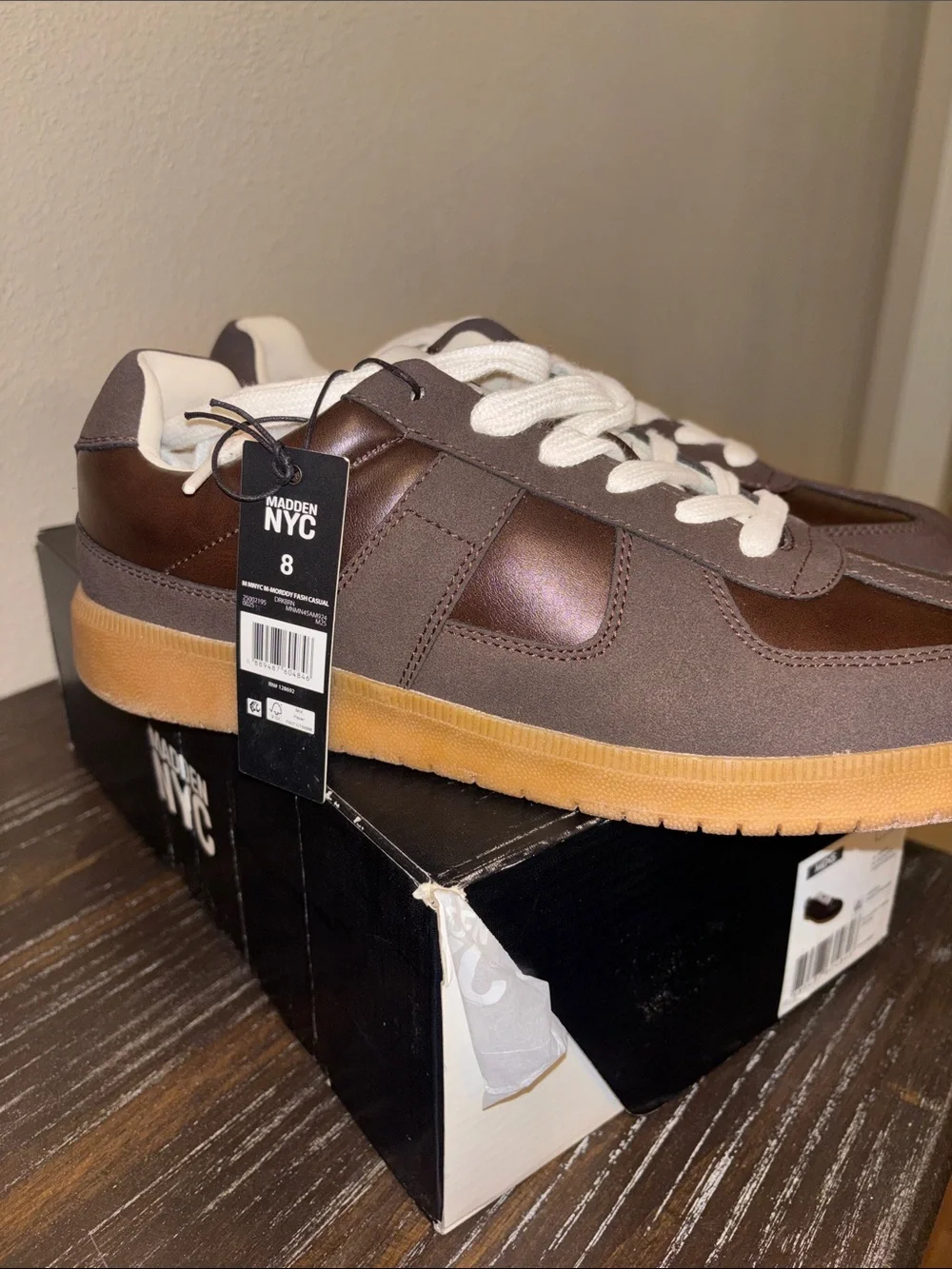 Madden NYC Men’s  Brown Low-Top Sneakers with Gum Rubber Sole 8